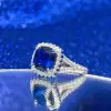 13ct Halo Cushion Cut Sapphire Engagement Ring