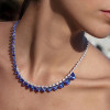 60ctw Pear Cut Tanzanite Blue Sapphire Statement Necklace