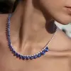 60ctw Pear Cut Tanzanite Blue Sapphire Statement Necklace