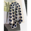 35ctw Oval Cut Royal Blue Sapphires Halo Statement Necklace
