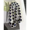 35ctw Oval Cut Royal Blue Sapphires Halo Statement Necklace