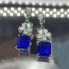 20ctw Emerald Cut Sapphire Statement Drop Earrings