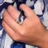 Paved White Black Sapphire Bold Knot Unisex Ring
