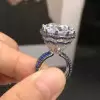 Luxury Cushion Cut Silver Engagement Ring