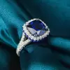 13ct Halo Cushion Cut Sapphire Engagement Ring
