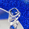 13ct Halo Cushion Cut Sapphire Engagement Ring