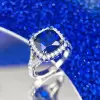 13ct Halo Cushion Cut Sapphire Engagement Ring
