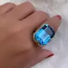 14ct Emerald Cut Amethyst Halo Cocktail Ring