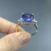 9.5ct Cushion Cut Blue Sapphire Engagement Ring