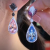 Nature-Inspired Halo Pear Cut Lotus Drop Earrings