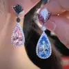 Nature-Inspired Halo Pear Cut Lotus Drop Earrings