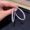 3.75ct Round Cut White Sapphire Micro-paved Hoop Earrings