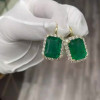 10ctw Halo Emerald Cut Green Sapphire Classic Drop Earrings