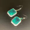 10ctw Halo Emerald Cut Green Sapphire Classic Drop Earrings