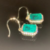 10ctw Halo Emerald Cut Green Sapphire Classic Drop Earrings