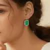 10ctw Halo Emerald Cut Green Sapphire Classic Drop Earrings