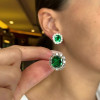 12.4ctw Cushion Cut Emerald Stud Earrings in Gold