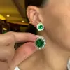 12.4ctw Cushion Cut Emerald Stud Earrings in Gold