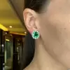 12.4ctw Cushion Cut Emerald Stud Earrings in Gold
