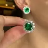 12.4ctw Cushion Cut Emerald Stud Earrings in Gold