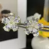 7.5ct Pear Cut White Sapphire Flower Stud Earrings in Gold