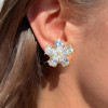 7.5ct Pear Cut White Sapphire Flower Stud Earrings in Gold