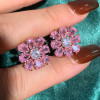 10ctw Pear Cut Pink Sapphire Flower Stud in Rose Gold