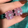 10ctw Pear Cut Pink Sapphire Flower Stud in Rose Gold
