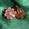 10ctw Pear Cut Pink Sapphire Flower Stud in Rose Gold