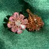 10ctw Pear Cut Pink Sapphire Flower Stud in Rose Gold