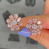 10ctw Pear Cut Pink Sapphire Flower Stud in Rose Gold