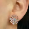 10ctw Pear Cut Pink Sapphire Flower Stud in Rose Gold