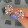 10ctw Pear Cut Pink Sapphire Flower Stud in Rose Gold
