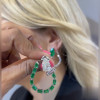 9.9ctw Multi-cut Emerald & White Sapphire Hoop Earrings