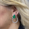 9.9ctw Multi-cut Emerald & White Sapphire Hoop Earrings