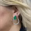 9.9ctw Multi-cut Emerald & White Sapphire Hoop Earrings