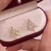 0.85ct White Sapphire Christmas Tree Stud Earrings in Gold