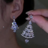 Heart Cut White Sapphire Christmas Tree Drop Earrings