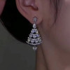 Heart Cut White Sapphire Christmas Tree Drop Earrings