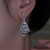 Heart Cut White Sapphire Christmas Tree Drop Earrings