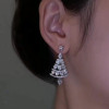 Heart Cut White Sapphire Christmas Tree Drop Earrings