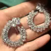 14ctw Pear Cut White Sapphire Drop Earrings