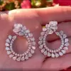 14ctw Pear Cut White Sapphire Drop Earrings