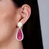 15ctw Vintage Cushion Cut Ruby Invisible Setting Earrings