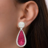 15ctw Vintage Princess Cut Ruby Invisible Setting Earrings