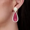 15ctw Vintage Cushion Cut Ruby Invisible Setting Earrings