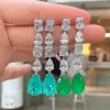 20ctw Multi-cut White Sapphire and Paraiba Drop Earrings