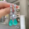 20ctw Multi-cut White Sapphire and Paraiba Drop Earrings