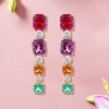 12ctw Cushion Cut Multicolor Sapphire Drop Earrings