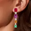 12ctw Cushion Cut Multicolor Sapphire Drop Earrings